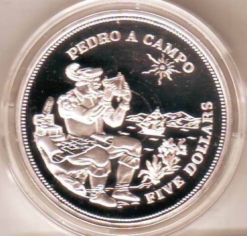 Foto M�nzen: Barbados Silberm�nze: Entdecker Pedro a Campo 1994