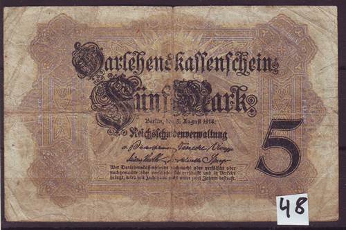 Foto Banknoten Deutschland: 5.- Mark 5.8.1914