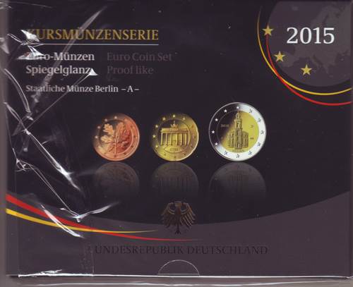 Foto Euro-Münzen: Deutschland Kurssatz Einzelplatte Polierte Platte 2015 A
