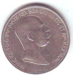 Foto Österreich-Münzen: 5 Kronen Silber Umlaufmünze Franz Joseph I nur 1909, langer Hals