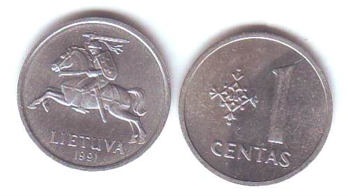 Foto Umlaufmünzen Osteuropa: 1 Centas Litauen 1991